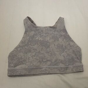 lululemon athletica Light Gray Patterned High-Neck Sports Bra